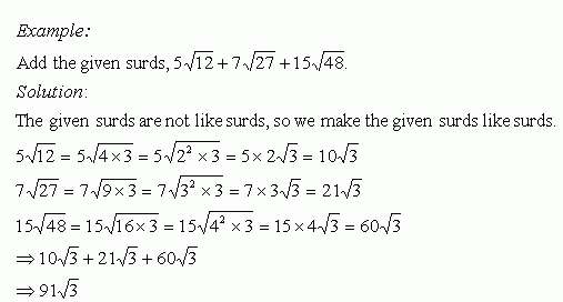 Addition of Radicals - II - High School Mathematics - kwizNET Math