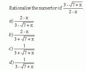 Rationalize the Numerator - High School Mathematics - kwizNET Math