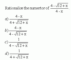 Rationalize the Numerator - High School Mathematics - kwizNET Math