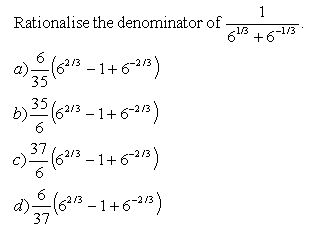 Rationalize the Denominator - II - High School Mathematics - kwizNET
