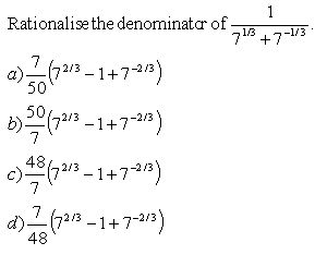 Rationalize the Denominator - II - High School Mathematics - kwizNET