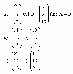 Matrices Addition - I (Commutative) - High School Mathematics - kwizNET