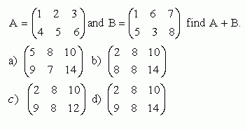Matrices Addition - I (Commutative) - High School Mathematics - kwizNET
