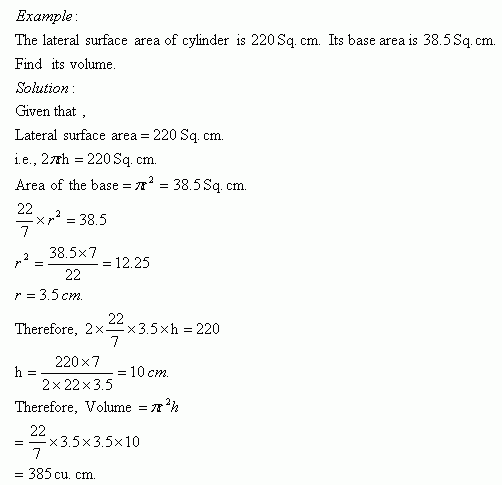 Volume of the Cylinder - III - High School Mathematics - kwizNET Math